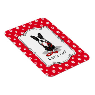 Lass uns gehen! Boston Terrier Dog (schwarz) Funny Magnet