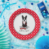 Lass uns gehen! Boston Terrier Dog (schwarz) Funny Pappteller (Party)