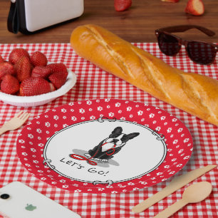 Lass uns gehen! Boston Terrier Dog (schwarz) Funny Pappteller