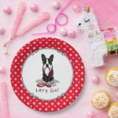 Lass uns gehen! Boston Terrier Dog (schwarz) Funny Pappteller (Party)