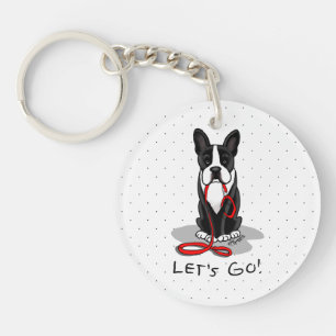 Lass uns gehen! Boston Terrier (schwarz) Witzhund Schlüsselanhänger