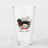 Lass uns gehen! Dackel Hund (schwarz und braun) Wi Glas (Rückseite)