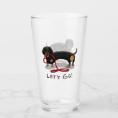 Lass uns gehen! Dackel Hund (schwarz und braun) Wi Glas (Vorderseite)