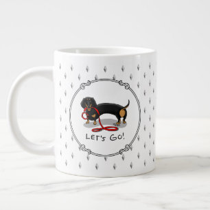 Lass uns gehen! Dackel Hund (schwarz und braun) Wi Jumbo-Tasse