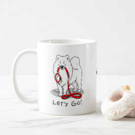Lass uns gehen! (für einen Spaziergang) Samoyed w Kaffeetasse