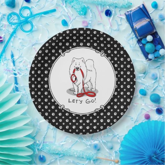 Lass uns gehen! (für einen Spaziergang) Samoyed w Pappteller (Party)