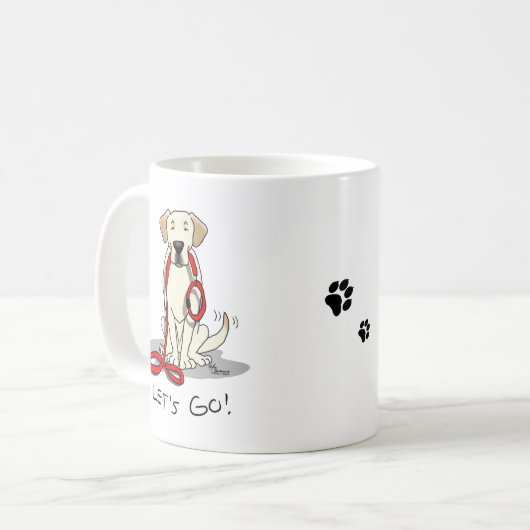Lass uns gehen! Gelbe Labrador Labrador Retriever Kaffeetasse (Vorderseite Links)