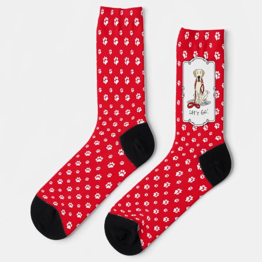 Lass uns gehen! Gelbe Labrador Labrador Retriever  Socken (Linkes Detail)