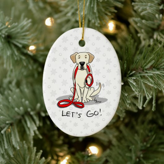 Lass uns gehen! Gelbes Labrador Retriever - Niedli Keramik Ornament (Baum)