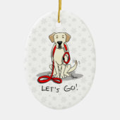 Lass uns gehen! Gelbes Labrador Retriever - Niedli Keramik Ornament (Vorne)
