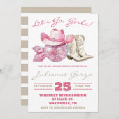 Lass uns gehen, Mädchen! Rosa Disco, Country Bache Einladung (Vorne/Hinten)