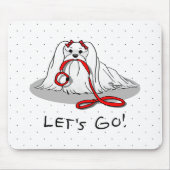 Lass uns gehen! Malteser Hund mit Red Leash Niedli Mousepad (Vorne)