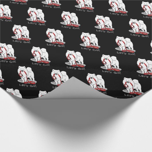 Lass uns gehen! Samoyed & Leine Geschenkpapier (Ecke)