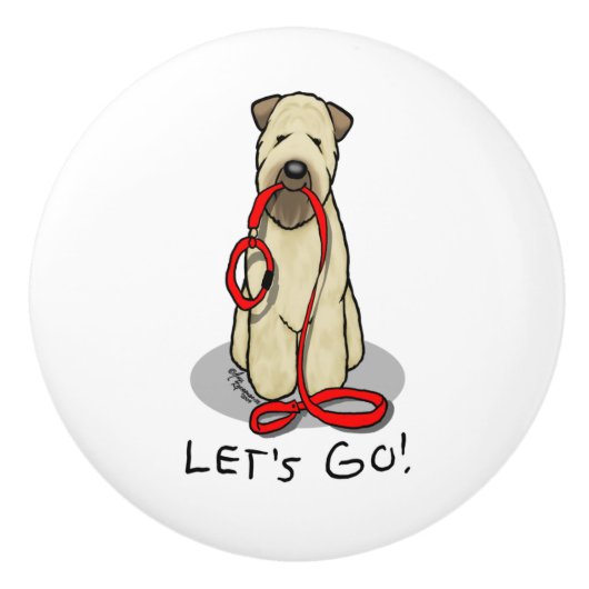 Lass uns gehen! Walk Wheaten Terrier Dog (Weizen 1 Keramikknauf (Vorderseite)
