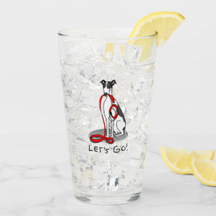 Lass uns gehen! (zu Fuß) Greyhound Hund (Schwarz-w Glas