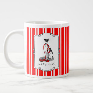 Lass uns gehen! (zu Fuß) Greyhound Hund (Schwarz-w Jumbo-Tasse