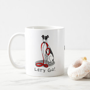 Lass uns gehen! (zu Fuß) Greyhound Hund (Schwarz-w Kaffeetasse