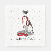 Lass uns gehen! (zu Fuß) Greyhound Hund (Schwarz-w Serviette (Vorderseite)