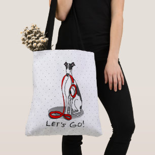 Lass uns gehen! (zu Fuß) Greyhound Hund (Schwarz-w Tasche