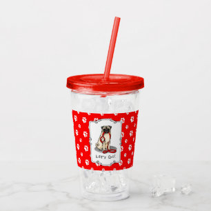 Lass uns gehen! (zu Fuß) Mops Hund (leicht gefaell Acryltrinkbecher