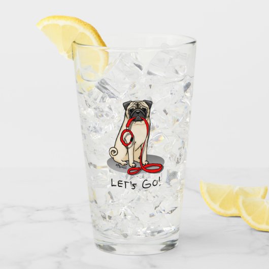 Lass uns gehen! (zu Fuß) Mops Hund (leicht gefaell Glas (Vorderseite Ice)