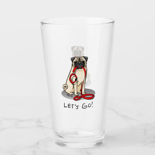 Lass uns gehen! (zu Fuß) Mops Hund (leicht gefaell Glas (Vorderseite)