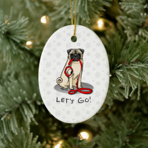 Lass uns gehen! (zu Fuß) Mops Hund (leicht gefaell Keramik Ornament
