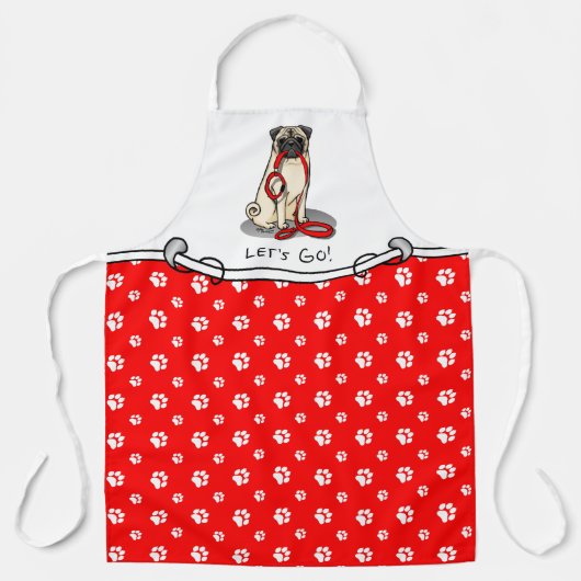 Lass uns gehen! (zu Fuß) Mops Hund (leicht gefaell Schürze (Vorderseite)