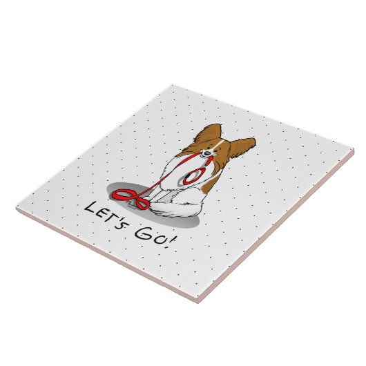 Lass uns gehen! (zu Fuß) Papillon (weiß & rot) Hun Fliese (Seite)