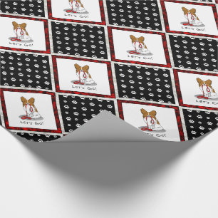 Lass uns gehen! (zu Fuß) Papillon (weiß & rot) Hun Geschenkpapier
