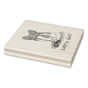 Lass uns gehen! (zu Fuß) Papillon (weiß & rot) Hun Gummistempel