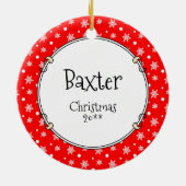 Lass uns gehen! (zu Fuß) Papillon (weiß & rot) Hun Keramik Ornament (Hinten)