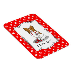 Lass uns gehen! (zu Fuß) Papillon (weiß & rot) Hun Magnet