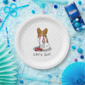 Lass uns gehen! (zu Fuß) Papillon (weiß & rot) Hun Pappteller (Party)