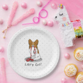 Lass uns gehen! (zu Fuß) Papillon (weiß & rot) Hun Pappteller (Party)