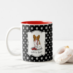 Lass uns gehen! (zu Fuß) Papillon (weiß & rot) Hun Zweifarbige Tasse