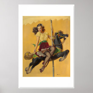 Lass uns gemeinsam herumgehen Elvgren Karussellpfe Poster