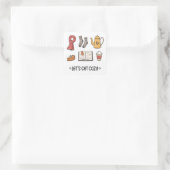 Lass uns gemütlich werden quadratischer aufkleber (Tasche)