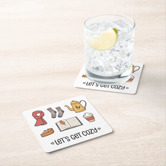 Lass uns gemütlich werden rechteckiger pappuntersetzer (Vor Ort)