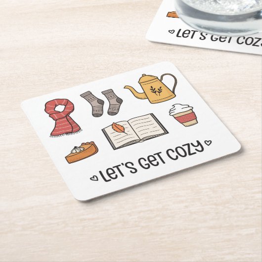 Lass uns gemütlich werden rechteckiger pappuntersetzer (angewinkelt)