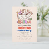 Lass uns Ghouls gehen, Retro-Sahne Halloween Einladung (Stehend Vorderseite)