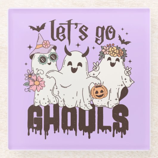 Lass uns Ghouls Halloween gehen Glasuntersetzer (Vorderseite)