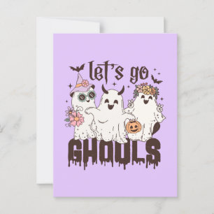 Lass uns Ghouls Halloween gehen Postkarte