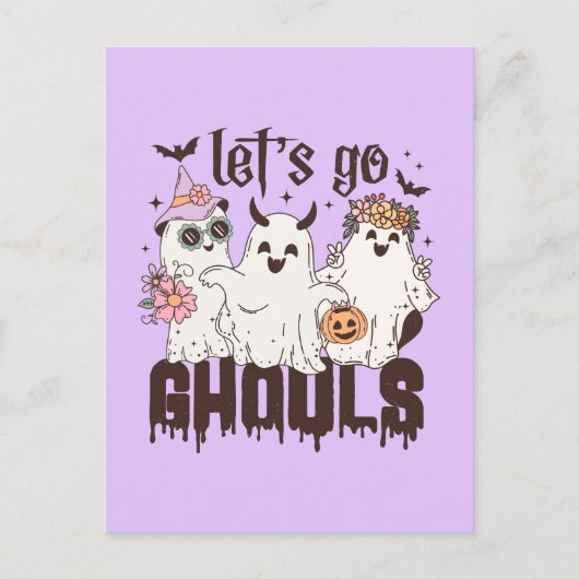 Lass uns Ghouls Halloween gehen Postkarte (Vorderseite)