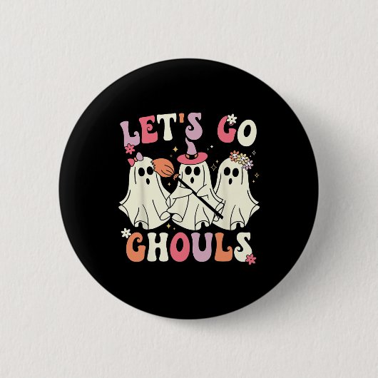 Lass uns Ghouls Halloween Ghost Kostüm Retro Groo Button (Vorderseite)