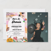Lass uns Ghouls Halloween Retro Groovy Geburtstag Einladung (Vorderseite)