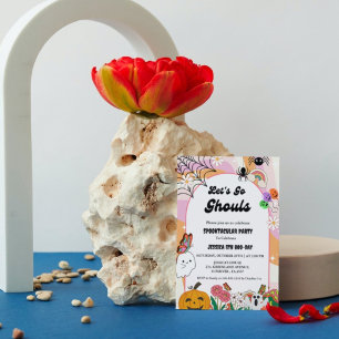 Lass uns Ghouls Halloween Retro Groovy Geburtstag  Einladung