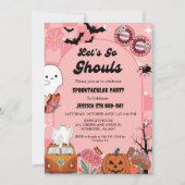 Lass uns Ghouls Halloween Retro Groovy Geburtstag Einladung (Vorderseite)