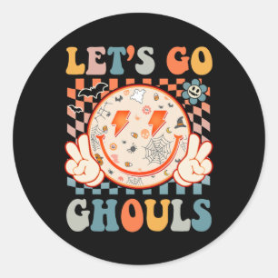 Lass uns Ghouls Hippie Smile Face Retro Halloween Runder Aufkleber