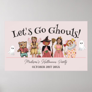Lass uns Ghouls Pink Halloween-Kostüm-Party gehen Poster